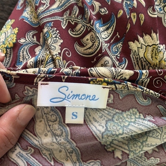 Simone floral 3/4 sleeve cross over midi length dress size S - Picture 7 of 9